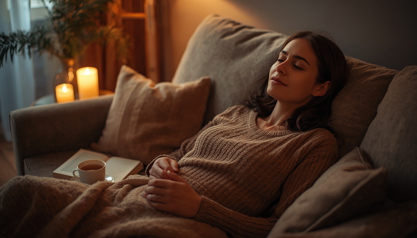 Person preparing a calming evening ritual at home